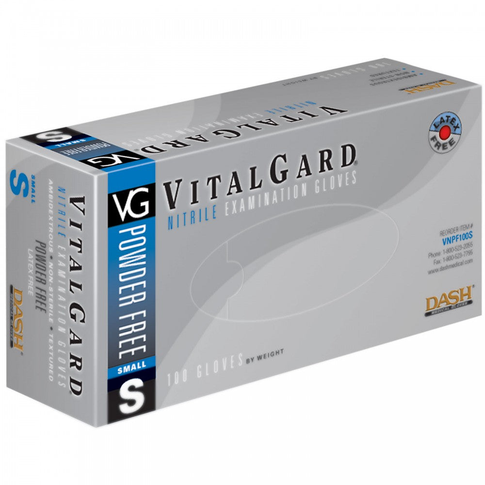 Dash Medical VNPF100S VitalGard Nitrile Glove Textured Powder Free Small 100/Bx Dash Medical VNPF100S VitalGard Nitrile Glove Textured Powder Free Small 100/Bx